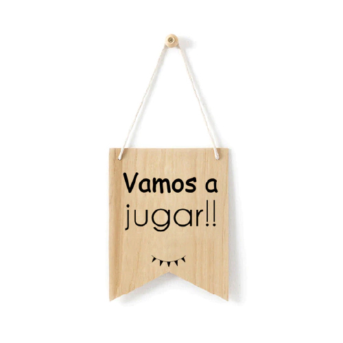 CARTEL MADERA VAMOS A JUGAR